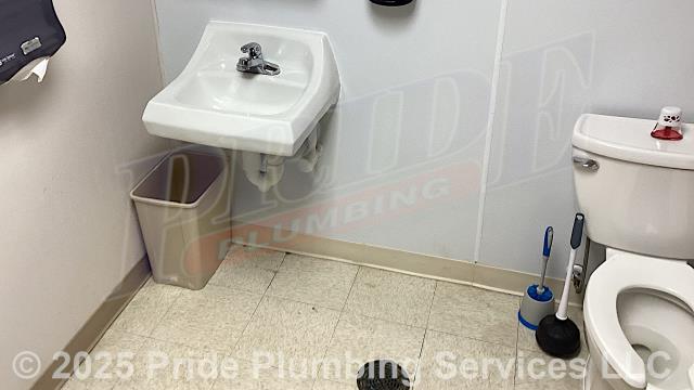 Pride Plumbing came out and performed the following work: 1) reinstalled a wall-hung bathroom sink (this included mounting the sink, and installing its faucet, hot and cold braided above-floor stainless steel water supply lines, hot and cold supply stops (connecting them to new PEX piping coming up through the floor that had been connected to the main water supply lines underneath the building), PVC P-traps and drains, and popup assemblies)); and 2) reinstalled a customer's toilet (this included inspecting the flange, installing the toilet bowl, toilet tank, tank to bowl gasket and bolts, toilet bowl seat, wax ring gasket, toilet bowl bolts, toilet bowl bolt washers, toilet bowl bolt caps, above-floor stainless steel braided water supply line, and Sloan Flushmate flush valve). Once completed, we tested the sink and toilet for leaks and proper operation and caulked around them.