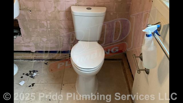 Pride Plumbing came out and performed the following work: 1) used a sewer machine down through a bathtub's overflow and cleared a blockage; 2) cleared a hair blockage from the drain of a walk-in shower; 3) replaced a broken flange on a toilet (this required us to pull the toilet, clean the wax ring gasket off, cut the flange loose from underneath the home, and install a new Oatey 43539 PVC repair flange (connecting it back to the main drain stack underneath the home with new PVC piping and a no-hub coupling); and 4) replaced a toilet with a new customer-supplied model (this included replacing the toilet bowl, toilet tank, tank to bowl gasket and bolts, seat, wax ring gasket, toilet bowl bolts, toilet bowl bolt washers, toilet bowl bolt caps, and above-floor stainless steel braided water supply line).