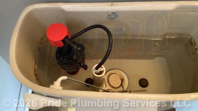 Pride Plumbing was called out for a humming noise in the home's water pipes when no water was being used. Our inspection determined that the issue was being caused by a faulty Gerber toilet tank’s water fill valve. After shutting off the water, we drained the water from the tank, replaced the water fill valve with a new Fluidmaster PRO45B model along with its above floor braided stainless-steel water supply line. Then we turned the water back on, filled the tank, tested for leaks and proper operation, and the noise in the pipes stopped. We also provided a cost estimate to replace the toilet with a new Gerber Viper model. This would include draining and pulling the old toilet, inspecting/cleaning/replacing the flange, replacing the toilet bowl, toilet tank, flapper, water fill valve, tank to bowl gasket and bolts, seat, wax ring gasket, toilet bowl bolts, toilet bowl bolt washers, toilet bowl bolt caps, and above-floor stainless steel braided water supply line.