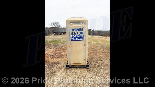 Pride Plumbing came out and delivered one Piedmont Rent-A-Jon work port-a-jon. We pumped it out and emptied, cleaned, and restocked it with toilet paper and hand sanitizer each week it was in use. (https://piedmontrentajon.us)