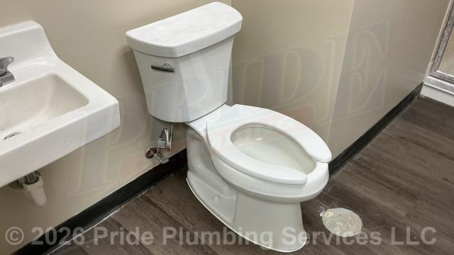 Pride Plumbing was called out for a toilet bowl leaking at its base. After turning off the water, we pulled the toilet, cleaned and inspected its flange, replaced its wax ring gasket (with two new Mainline ML11580 gaskets), reset the toilet, replaced its toilet bowl bolts and caps and the toilet tank's above-floor braided stainless steel water supply line. We turned the water back on and tested for leaks and proper operation with no issues. We then caulked around the base of the toilet.