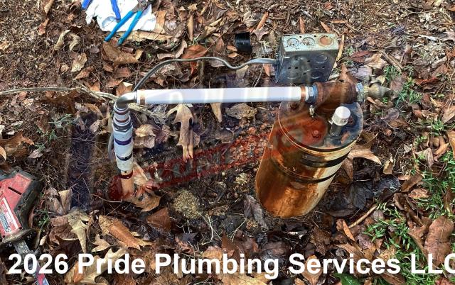 Pride Plumbing was called out for a water leak at a well. Our inspection found that the leak was coming from a cracked PVC outlet pipe. We removed the PVC pipe and replaced it with new PEX piping and fittings.