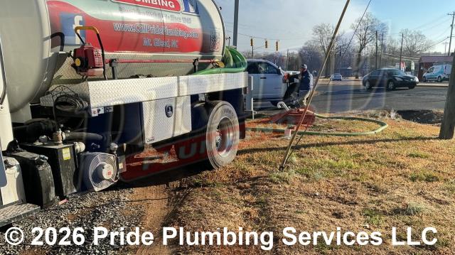 Pride Plumbing responded to a sewage backup in the building. After inspecting, we found the septic tank full. We called in our septic pumping truck, uncovered the septic tank, removed its lid, pumped it out, and cleaned the tank’s filter. Before resetting the lid and covering the tank back up, we cleared a blockage in the outside main sewer septic drain line going to the septic tank and then ensured proper drainage by flushing the toilets and running water down multiple drains for several minutes.