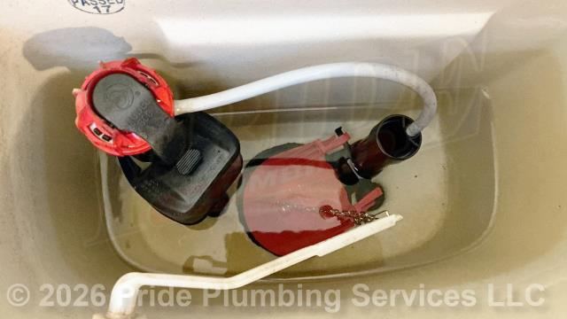 Pride Plumbing was called out for a clogged toilet that would run continuously. First, we used a closet auger and cleared the stoppage. Next, our inspection of the toilet tank discovered that the tank's flapper had deteriorated. We replaced the flapper and corrected the issue.