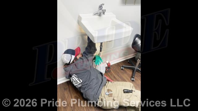 Pride Plumbing came out and replaced a leaking bathroom sink faucet with a new Delta 520-MPU model (this included removing the old faucet, mounting the new faucet, and replacing the popup assembly, the gasket inside a leaking water supply stop, and the hot and cold above-floor braided stainless steel water supply lines (attaching them to the hot and cold water supply stops and the faucet)).