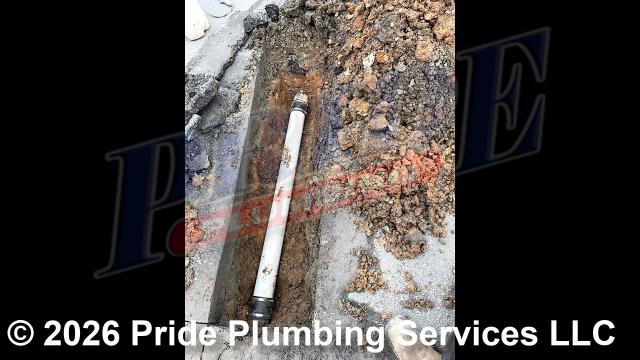 Pride Plumbing came out and repaired a water leak underneath an asphalt parking lot. This required us to use a Sonar locator to find the leak, dig down to it, cut out a broken and leaking section of the PVC outside main water supply line pipe, repair it with new PVC pressure piping and two Fernco couplings, and cover the area that we dug up (asphalt to be re-laid by others).