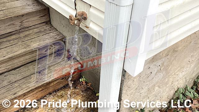 Pride Plumbing was called out for a leaking outside hose bib spigot. We replaced it with a new Woodford 19PX-6 frost-free model along with attaching it to the side of the house and tying it into the existing CPVC main water supply line underneath the house with new PEX piping and fittings. We also provided a cost estimate to replace the pressure switch and pressure gauge on a well and charge the well tank.