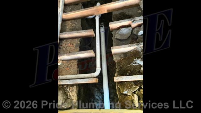 Pride Plumbing came out and performed the following work: 1) dug down underneath the floor and uncovered a cast iron drain line at the front wall and replaced that section of drain line with new PVC piping and fittings; 2) dug down underneath the floor to a cast iron drain line at the back section of the drain line in the kitchen area and replaced that section of drain line with new PVC piping and fittings; 3) in the middle section of the cast iron drain, dug down underneath the floor and uncovered a cast iron drain line and replaced that section of drain line with new PVC piping and fittings; and 4) tested the three sections of new drain pipe for leaks and proper drainage.