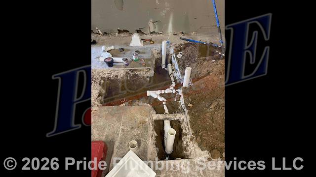 Pride Plumbing came out and performed the following work: 1) installed a new Kohler pressure-assisted toilet along with new wax seal, bolts, and supply line and two new American Standard wall-hung lavatories with Delta faucets and trap wraps; 2) installed a new Murdock bi-level water cooler with a bottle filler; 3) at a pet wash station, installed a JR Smith floor cleanout, hub drain with trap seal, two Zurn floor sinks, a pet wash sink, an ADA pet wash sink, a Navien LP gas tankless water heater (along with an isolation valve kit and a concentric vent kit), and a Liberty sewage pump; 4) reinstalled a breakroom sink; 5) installed a new gas line along with a ball valve, drip leg, and gas regulator; 6) removed a section of concrete and installed underground plumbing and a lift station; and 7) jet-washed the building's main drain line in the bathroom and pet wash station and used a sewer camera to determine its condition.