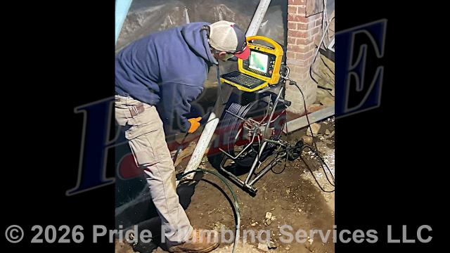 Pride Plumbing was called out for sewage backing up into the building. We used a water pressure device at a manhole and cleared a blockage in the main outside sewer septic drain line. We tested multiple fixtures for proper drainage with no issues. We also inserted a camera into the drain line, and it revealed damage from roots.