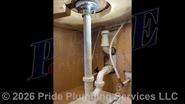 Pride Plumbing was called out for a water leak underneath an outside utility sink. Our inspection found that the sink's basket strainer was leaking. We removed and replaced the basket strainer (with a new Kohler model), P-trap, and flange tailpiece, tested for leaks, and the issue was corrected.