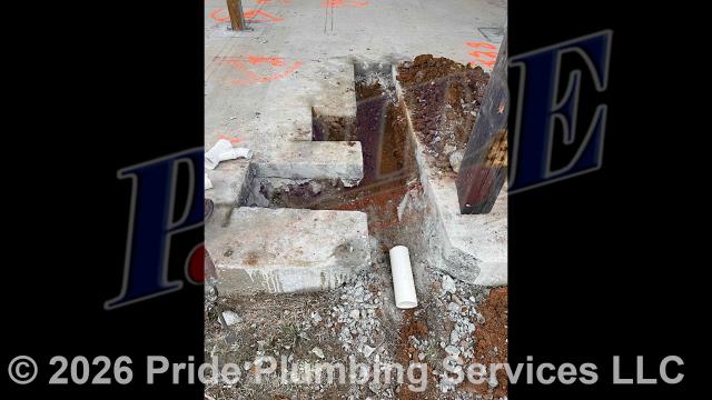 Pride Plumbing came out and began cutting and digging out a concrete slab and installing the plumbing for a new construction build.