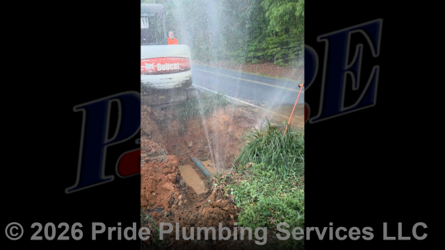 Pride Plumbing was called out for a drain leak on a PVC pressurized drainpipe at a rural location inside the county. This required us to perform the following work: 1) use an excavator to dig down and expose the leaking section of pressurized pipe; 2) cut into the line and install new PVC pressure pipe and connect back onto the existing PVC pressure piping with new HyMax couplings and pressure PVC fittings; 3) test the repair for leaks and working order; and 4) backfill and tamp the area after the work was completed.