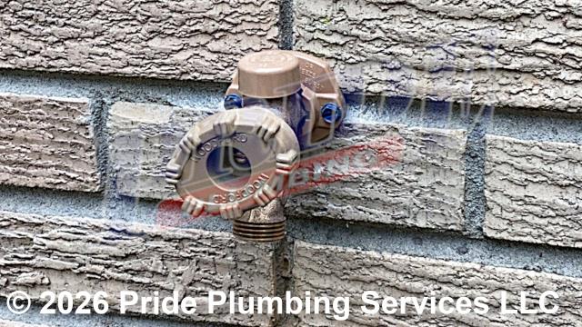 Pride Plumbing was called out to relocate a yard hydrant. Upon inspection, it was determined that the hydrant was the only component connected to the well system, with all other connections routed to the town's supply. Rather than excavating and relocating the hydrant, we installed a new Woodford 19PX-6 frost-free hose bib spigot on the side of the well house, connecting it to the existing water supply line inside the well house with PEX piping and fittings. We also excavated the original hydrant and properly capped it off, along with capping the supply line within the well house.