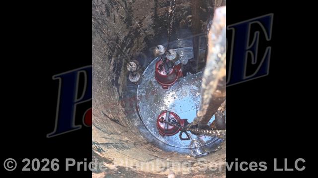 Pride Plumbing came out and performed the following work: 1) called in our pumping truck and pumped out the building's septic tank; 2) pulled and replaced two non-working sewage grinder pumps with two new Liberty Omnivore LSG202M grinder pumps; 3) reinstalled the pumps' floats; and 4) tested the new pumps for proper operation with no further issues.