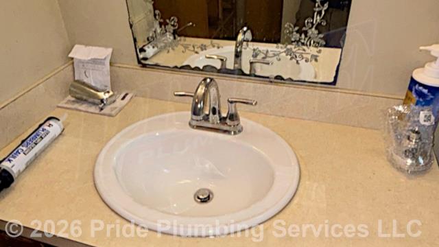 Pride Plumbing came out and performed the following work: 1) installed a new customer-supplied two-compartment stainless-steel kitchen sink (along with its basket strainers, P-trap, end outlet waste, dishwasher tailpiece, PVC drain line (tying into the existing drain line under the house), and hot and cold PEX and stainless steel braided water supply lines and their water supply stops); installed a Delta single-handle kitchen sink faucet and caulked around the sink; 2) installed a customer-supplied bathroom sink (along with a two-handle Delta faucet, grid strainer; water shutoff valves, and braided stainless-steel water supply lines, and caulked around the sink); and 3) installed a new Delta 1300 shower valve along with its trim.