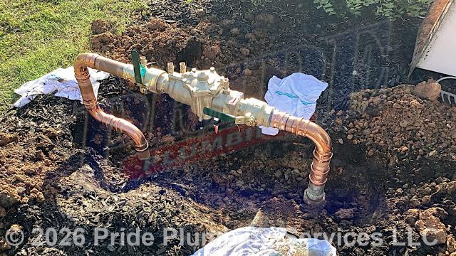 Pride Plumbing came out and replaced a leaking Watts reduced pressure zone (RPZ) backflow. We removed the old backflow; installed a new Watts LF009M2QT backflow assembly with new ProPress copper fittings, flange gaskets, and mounting bolts and nuts; turned the water back on and checked for leaks. We then performed a certification test, and it passed. Pride Plumbing then filed the backflow’s certification paperwork with the appropriate agencies.