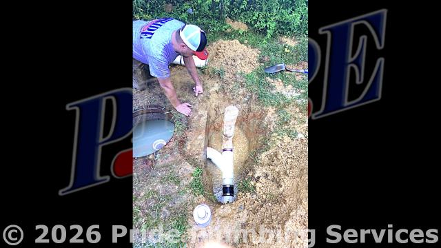 Winston-Salem, NC - Pride Plumbing came out and performed the following work: 1) after digging down, we cut out and removed a damaged section of PVC pipe going to a grease trap, including a 4-inch combination fitting and cleanout near the grease trap; 2) replaced them with a new 4-inch combination fitting, cleanout with cap, and connection to the existing cleanout tee inside the tank; 3) tested the repairs for leaks and proper drainage; and 4) backfilled the ditch we dug.