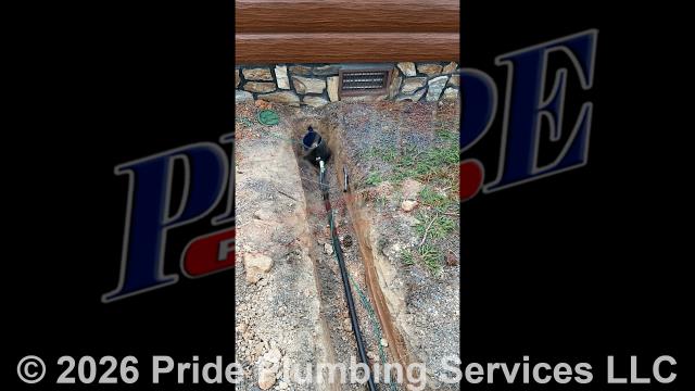 Pride Plumbing came out and: 1) trenched a ditch from an existing water meter to the house to expose and remove the outside main water supply line; 2) installed a new 1-inch black roll and PEX outside main water supply line from the water meter to the house along with installing tracer wire; 3) connected the new water line to an existing water line connection under the house and installed a ball valve main water cut off in the crawlspace; 4) installed a new pressure reducing valve (PRV), ball water shutoff valve, and check valve at the water meter in the meter box; 5) tested the new water line for leaks and working order; and 6) backfilled and tamped the ditch after the work was completed and approved by Montgomery County’s Inspection Department.