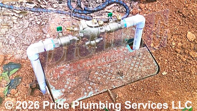 Pride Plumbing came out and replaced a leaking Watts LF009M2QT reduced pressure zone (RPZ) backflow. This required us to remove the defective backflow; install the new backflow assembly with new gaskets, bolts and nuts; install a new pressure reducing valve (PRV); and test for leaks and proper operation. Once the RPZ assembly passed inspection, we installed the hot box, insulated the assembly, and filed the backflow’s certification paperwork with the appropriate agencies.