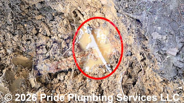 Pride Plumbing was called out for a water leak in the yard. After shutting off the water, we used an excavator, dug down, and found a leak on a black roll outside main water supply line that had been damaged by roots. We cut out the leaking section of black roll pipe and repaired it with new PEX piping and fittings. We then turned the water back on, flushed debris out of the water line at an outside hose bib spigot, checked for leaks, and covered the whole up that we dug. We also provided a cost estimate to trench a ditch from an existing water meter to the home and replace the black roll main outside water supply line with new black roll and PEX piping and fittings along with installing a new pressure reducing valve (PRV) and ball water shutoff valve at the water meter.