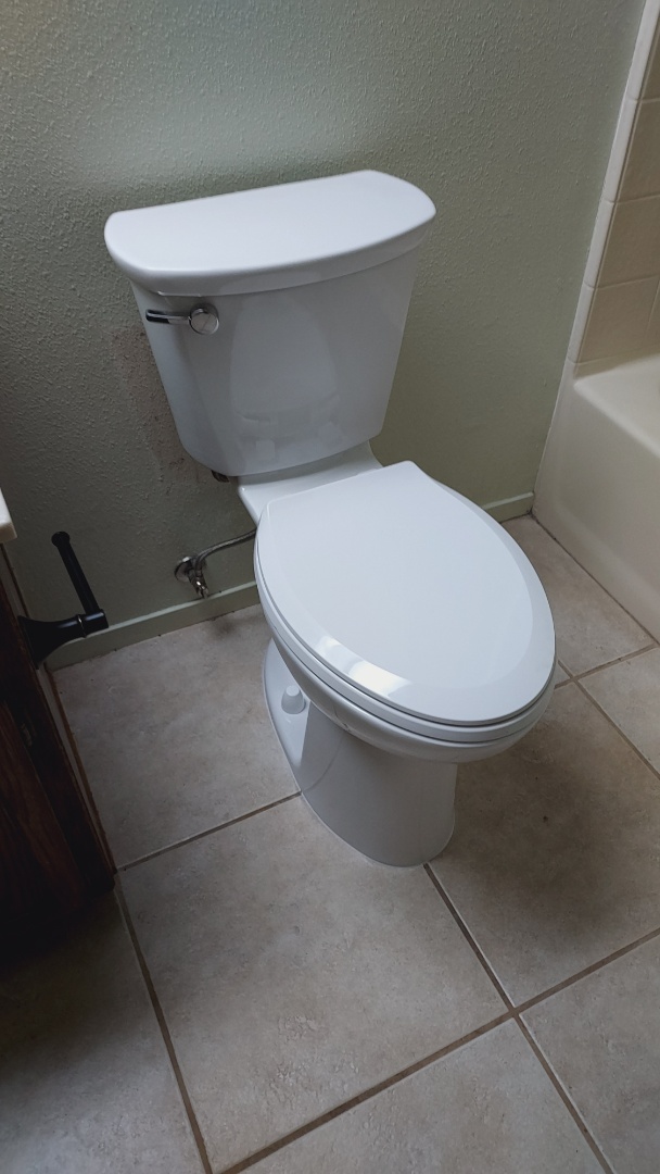 Installed customer supplied American standard cadet toilet