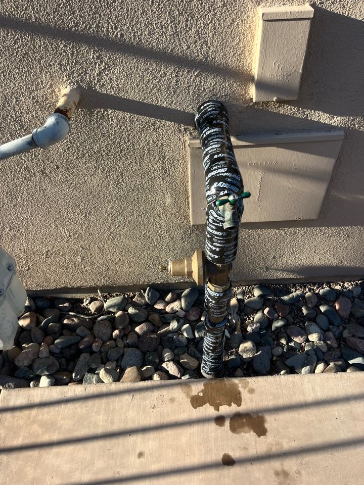 Installation of a 1 inch PRV on the house rise. The 1 inch prv is tested at 65 psi and working just fine.