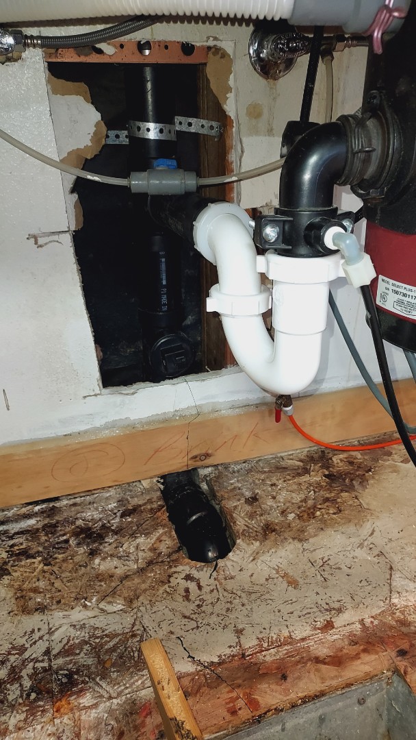 Repaired leaking kitchen sink drain