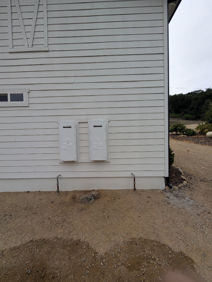 Performed maintenance on a Rinnai RL75e-LP tankless water heater in Santa Margarita.  Gave the customer a proposal for a new water softener water treatment system.  