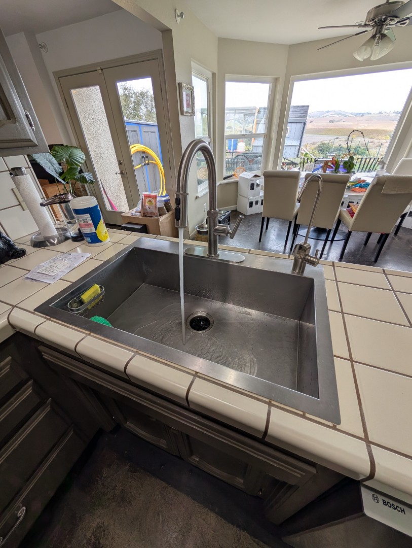 installed a customer supplied Kohler kitchen faucet at a winery in Paso Robles.  