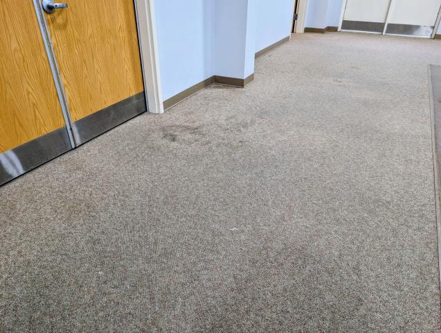 Tonya and Sean intricately cleaned this commercial carpet, removing stains and odors. Their meticulous work preserved the flooring, saving the customer from costly replacement.