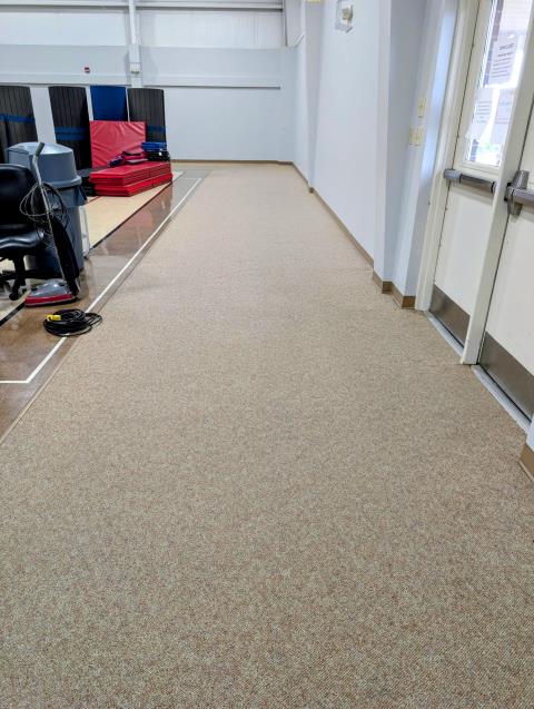 Tonya and Sean intricately cleaned this commercial carpet, removing stains and odors. Their meticulous work preserved the flooring, saving the customer from costly replacement.