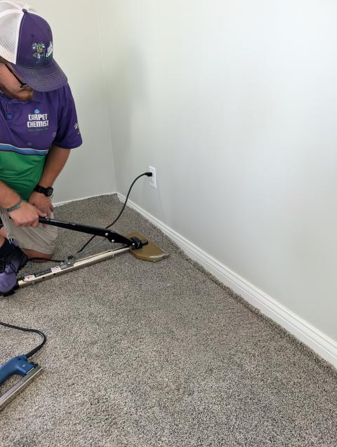 Carpet was loose and wrinkled. We used the Crain Power Stretcher to ensure a permanently taught carpet. We also cleaned 3 bedrooms and an area rug. 