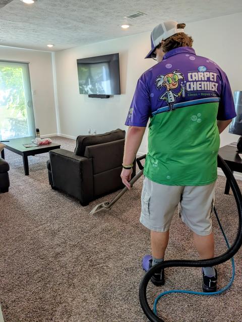 Pet urine odor can be a nightmare to try to contain when your schedule is as hectic as this customer's. We mixed up a heavy dose of enzyme solution to completely obliterate the odor causing bacteria (from the cat urine) in this carpet. By the time we left the job, his carpet smelled like clean laundry washed in a waterfall surrounded by a flowery rain forest. No masking agents were used during the process. Only concentrated enzymes that neutralize odors immediately on contact!