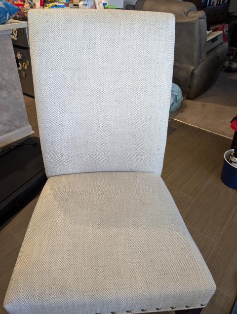 A customer contacted us about a pasta sauce spill on a dining room chair. We cleaned it thoroughly, restoring it to its original condition, saving it from being discarded.