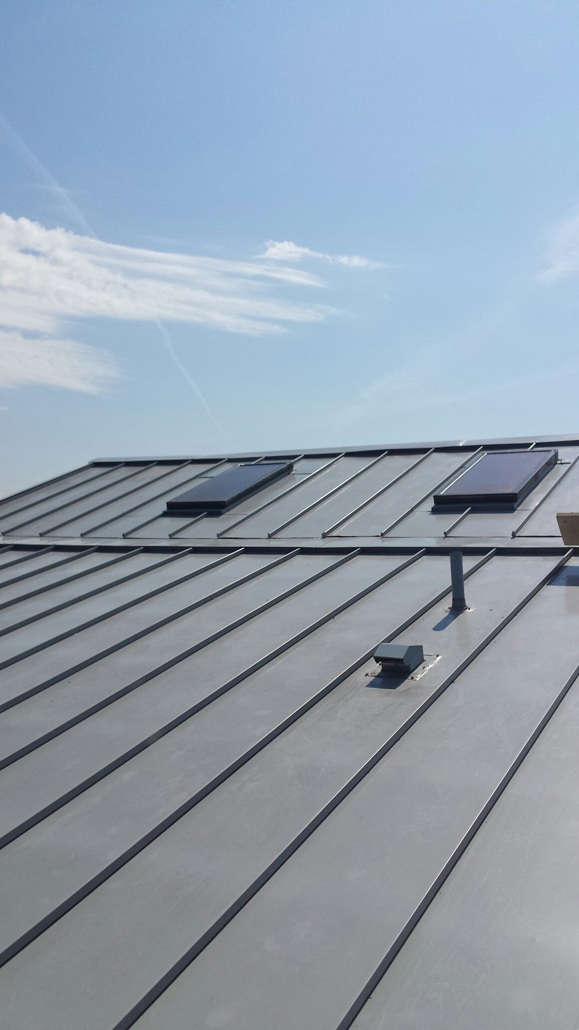 Hanover, MN - Removed leaking skylights properly install underlayment , reinstalled skylights , fabricated and installed new standing seam panels Hanover, MN - Removed leaking skylights properly install underlayment , reinstalled skylights , fabricated and installed new standing seam panels
