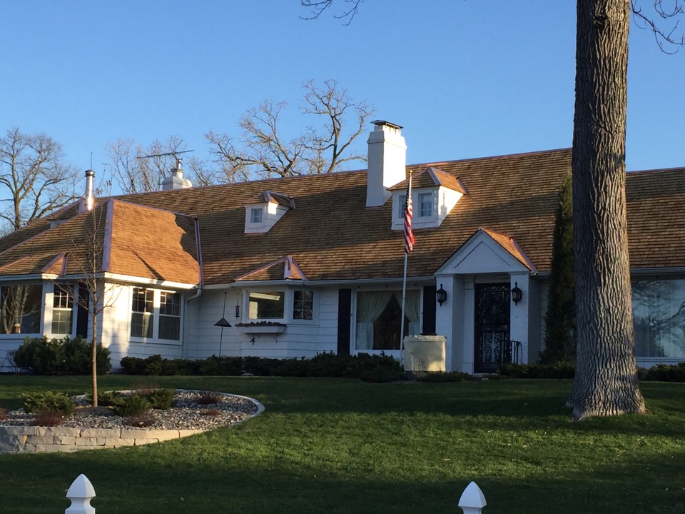 Wayzata, MN - New cedar roof with copper trim, looking sharp Wayzata, MN - New cedar roof with copper trim, looking sharp