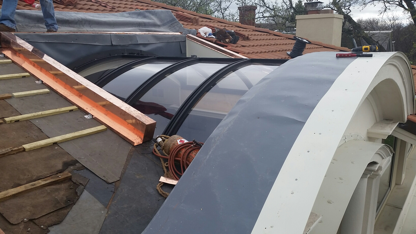 Saint Paul, MN - Framing and installing custom Wasco skylight. Saint Paul, MN - Framing and installing custom Wasco skylight.