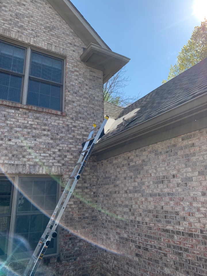 Installing a rubber pan on a shingle roof in Yellow Springs, Ohio. 