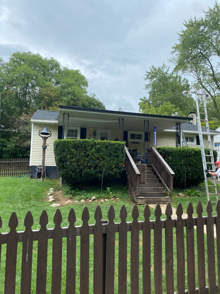 Final inspection of a gutter replacement in Xenia, Ohio. 