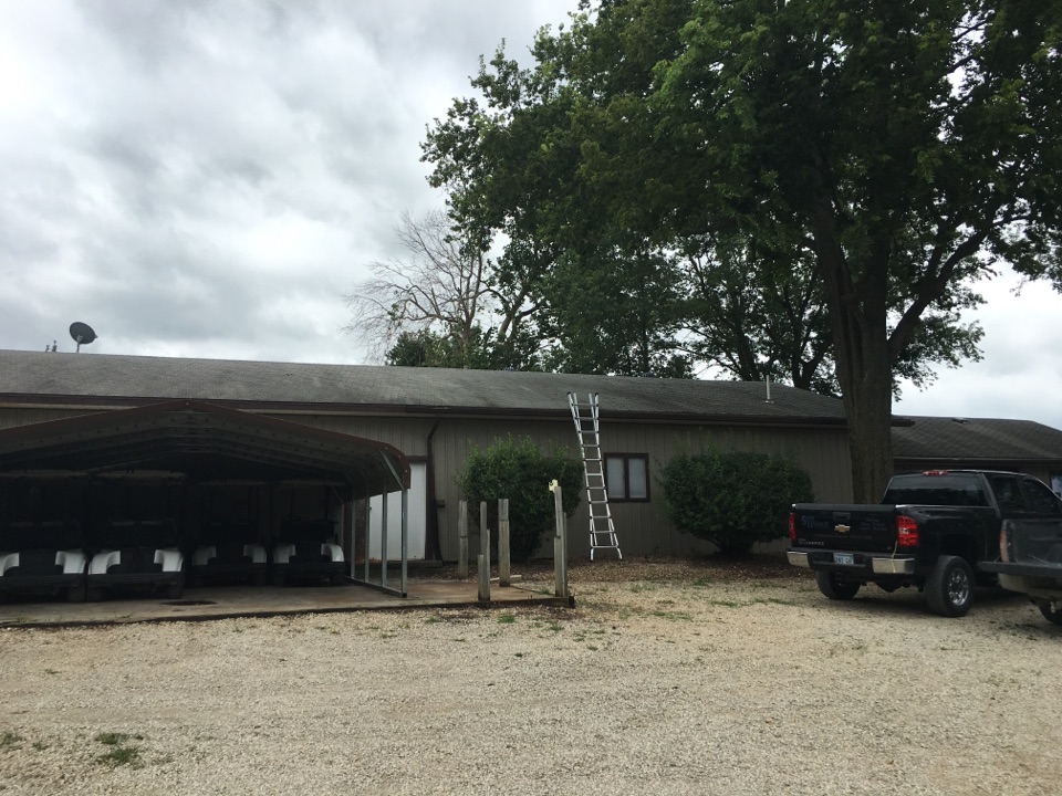 Overbrook, KS - Measuring for a new roof at the Overbrook Kansas golf course Overbrook, KS - Measuring for a new roof at the Overbrook Kansas golf course