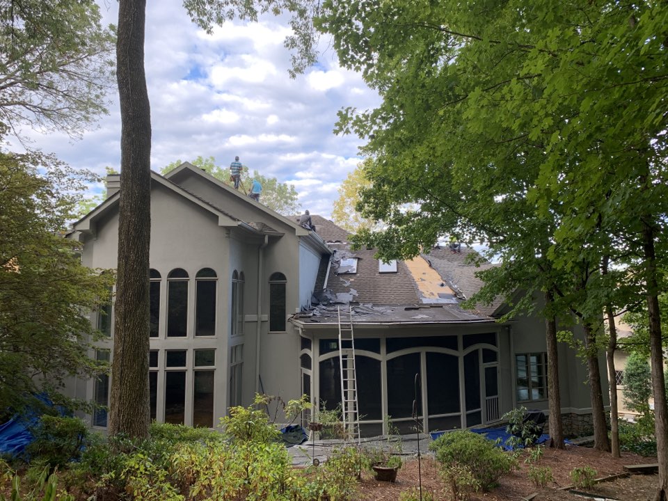 Roof tear off at a new job in Brentwood today Roof tear off at a new job in Brentwood today