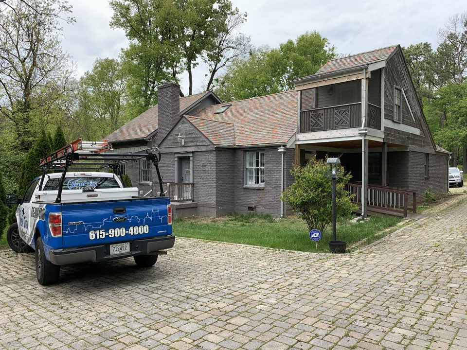Very unique property for a roof inspection. Roof has imitation slate shingles. Very unique property for a roof inspection. Roof has imitation slate shingles.