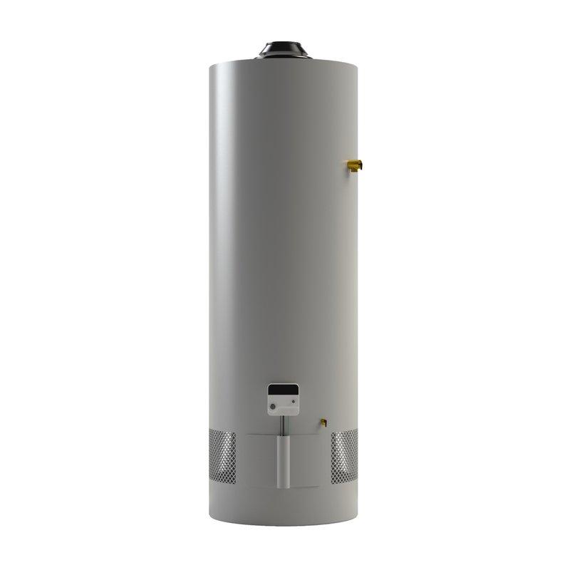 Completed water heater installation per approved estimate specifications. Installed new gas-fired residential water heater unit with proper venting and safety connections, including temperature and pressure relief valve. Set unit on drain pan with discharge fitting to protect against potential water damage and ensure code compliance.