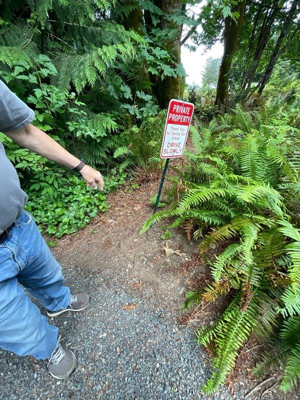 Conducted on-site diagnostic evaluation for garden hydrant installation request on densely wooded private property. Assessed two potential installation locations along gravel pathway surrounded by mature trees, ferns, and heavy vegetation. Documented existing site conditions, underground utility considerations, and accessibility factors for future hydrant placement and water line routing through forested terrain.