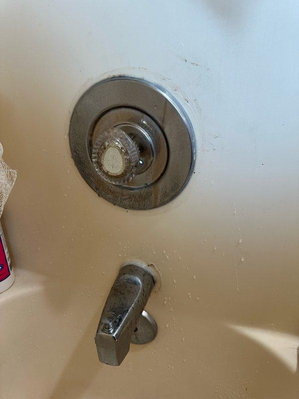 Completed diagnostic inspection of bathroom plumbing fixtures. Examined bathtub faucet assembly, tub spout, and shower valve control for operational issues, leaks, and mineral buildup. Documented condition of chrome fixtures showing wear and discoloration around mounting points, indicating potential seal deterioration requiring future attention.