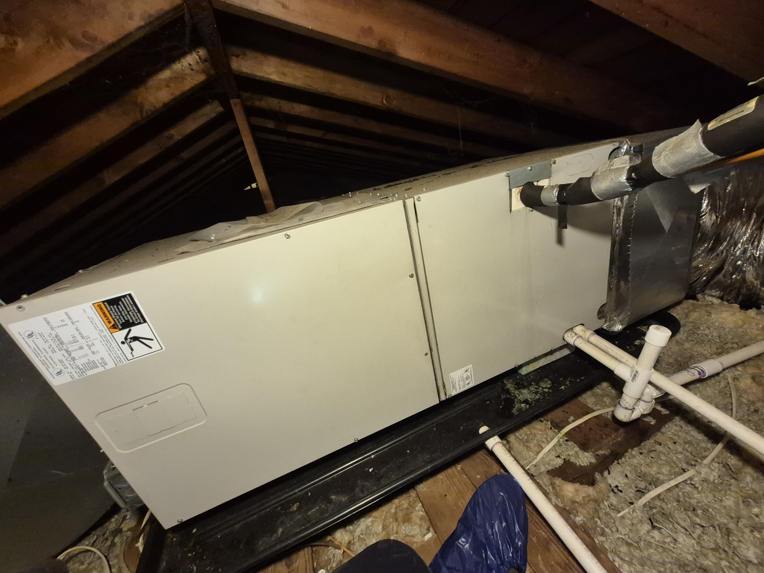 Arrived on site to an ac maintenance. Went to thermostat to confirm cooling operation. Went to outside condenser and chemically washed and rinsed unit. Took pressure readings and took electrical readings on unit. Went to inside air handler blew out condensate line and filter was already changed by homeowner. The indoor temperature drop for the system was an 18.9. There was discovery of organic growth on blower and evaporator coil. The customer does not plan on getting an install anytime soon but would like an estimate for a 3 ton air handler and an economy 3 ton system air handler and condenser.