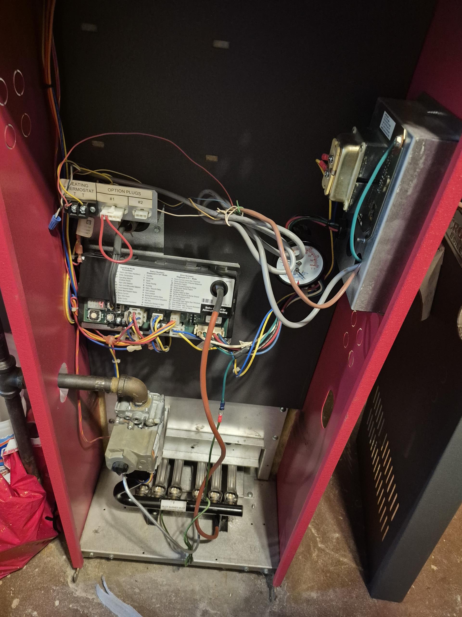 Franklin Lakes, NJ - Arrived on site for heating maintenance.
Customer lead to me to gas boiler.
Customer turned on heating on thermostat stat by phone. Unit turned on normally.
No issues with unit has been stated by customer.
Opened up unit and cleaned out the burners.
Checked gas pressures at gas valve being 3.53
Combustion test was preformed with combustion analyzer. Franklin Lakes, NJ - Arrived on site for heating maintenance.
Customer lead to me to gas boiler.
Customer turned on heating on thermostat stat by phone. Unit turned on normally.
No issues with unit has been stated by customer.
Opened up unit and cleaned out the burners.
Checked gas pressures at gas valve being 3.53
Combustion test was preformed with combustion analyzer.