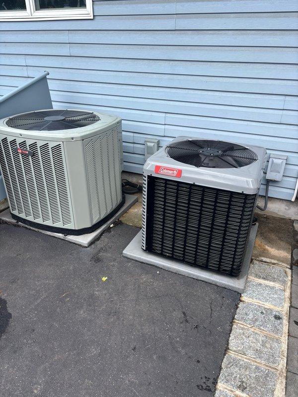 Replaced failed compressor on Coleman outdoor condensing unit. Evacuated system to proper vacuum levels, achieving 237 microns as verified with calibrated digital vacuum gauge. Recharged system to manufacturer specifications and confirmed proper operation of all components.