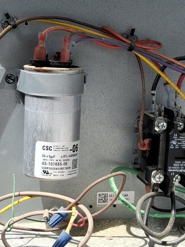 Completed seasonal maintenance on two air conditioning systems. Performed comprehensive inspection of rooftop units, including electrical components and capacitors. Verified proper operation of dual-rated 35+5μF 440VAC capacitor, contactor functionality, and all electrical connections. All systems tested and operating within normal parameters.